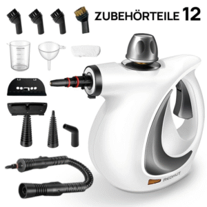 "REDHUT Hand-Dampfreiniger, ausgestattet mit 12 Zubehörteilen, Hochdruck, umweltfreundlich, geeignet für die Dampf­reinigung und Desinfektion von Haus, Küche und Bad – 2,5 m Kabel "